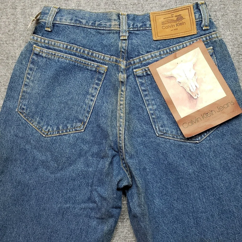 Vintage Calvin Klein Denim Jeans Womens 10 Blue Solid High Rise Union Made USA